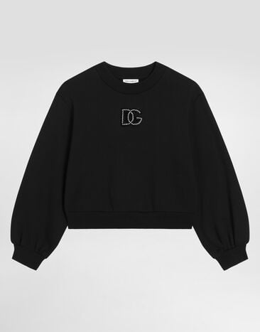 Dolce & Gabbana Sweatshirt with DG rhinestone patch Black L5JWCUG7PUA