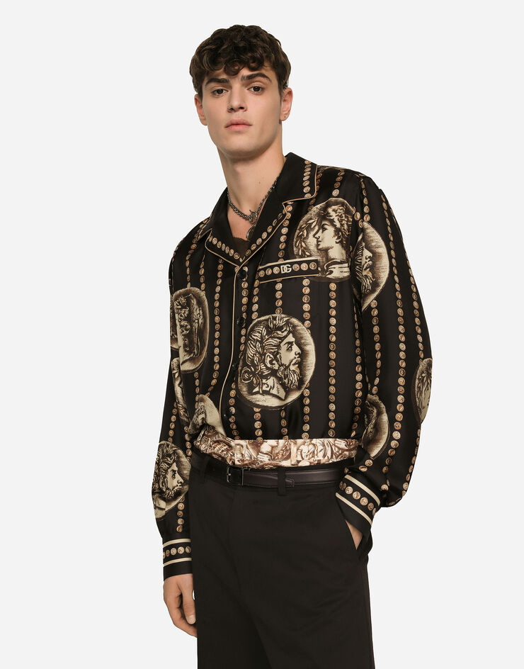 Dolce&Gabbana Coin print silk twill shirt Black G5IF1THI1J3