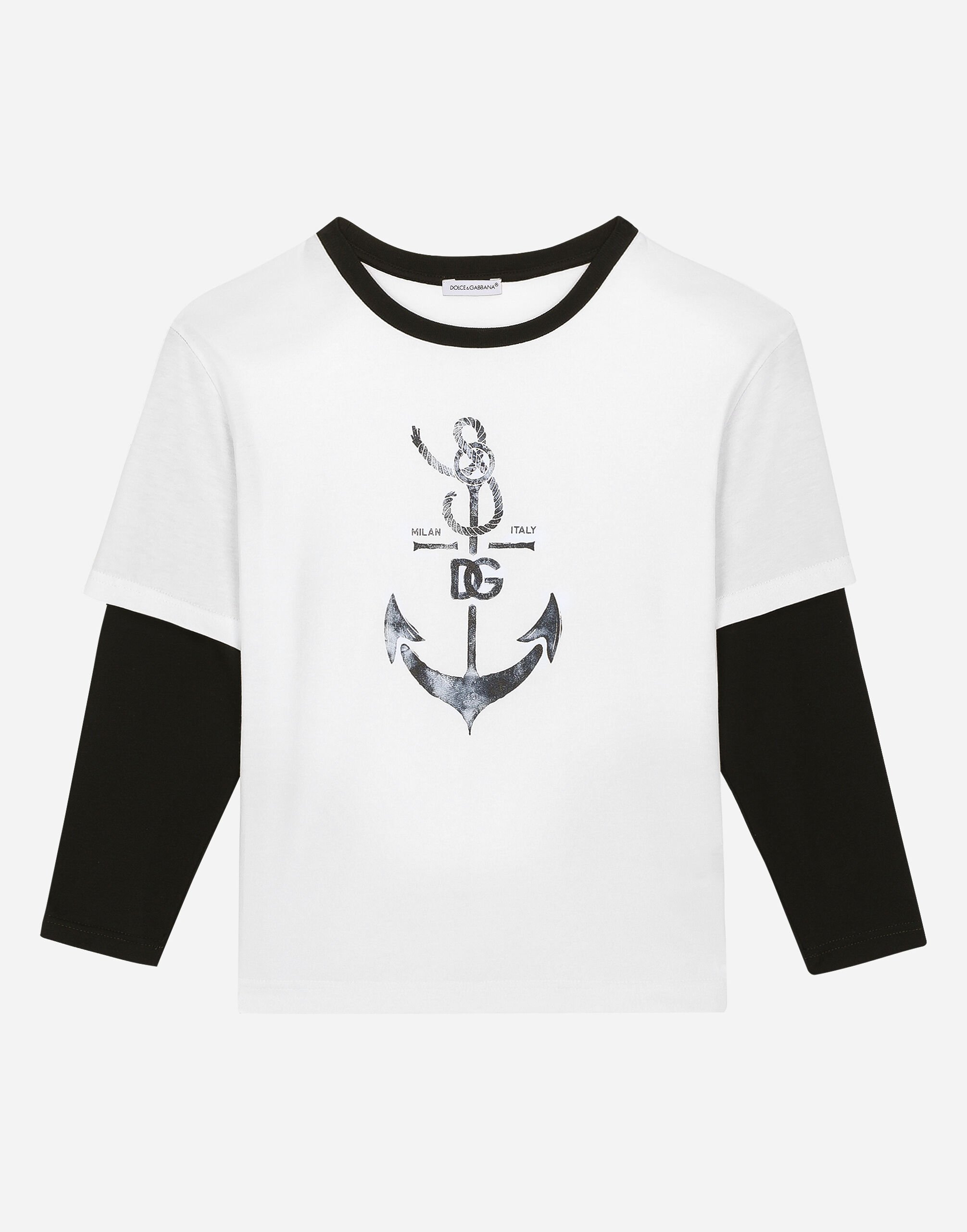 Dolce & Gabbana Jersey T-shirt with DG anchor print Print L4JTEYG7K8U