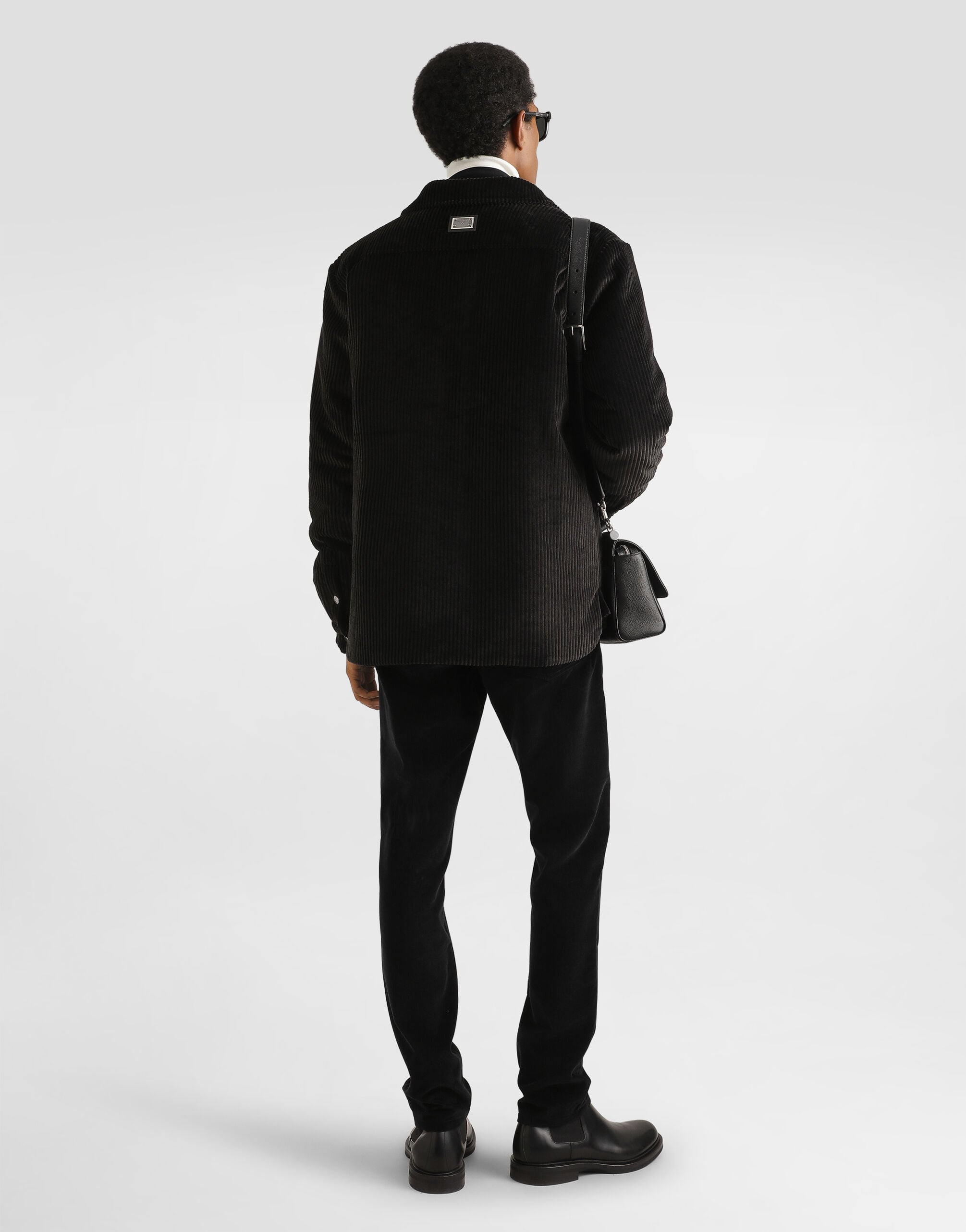 Blackのメンズ パデッド＆キルティング ベルベット シャツジャケット