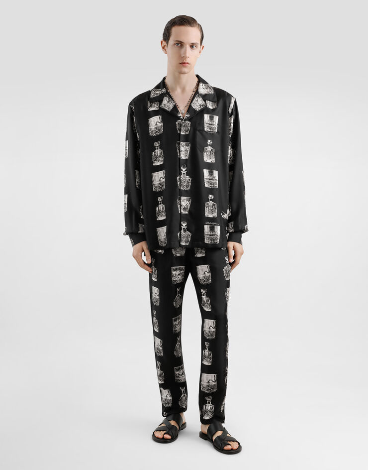 Dolce & Gabbana Silk pajama pants with whisky print Print GVCRATHI1V0