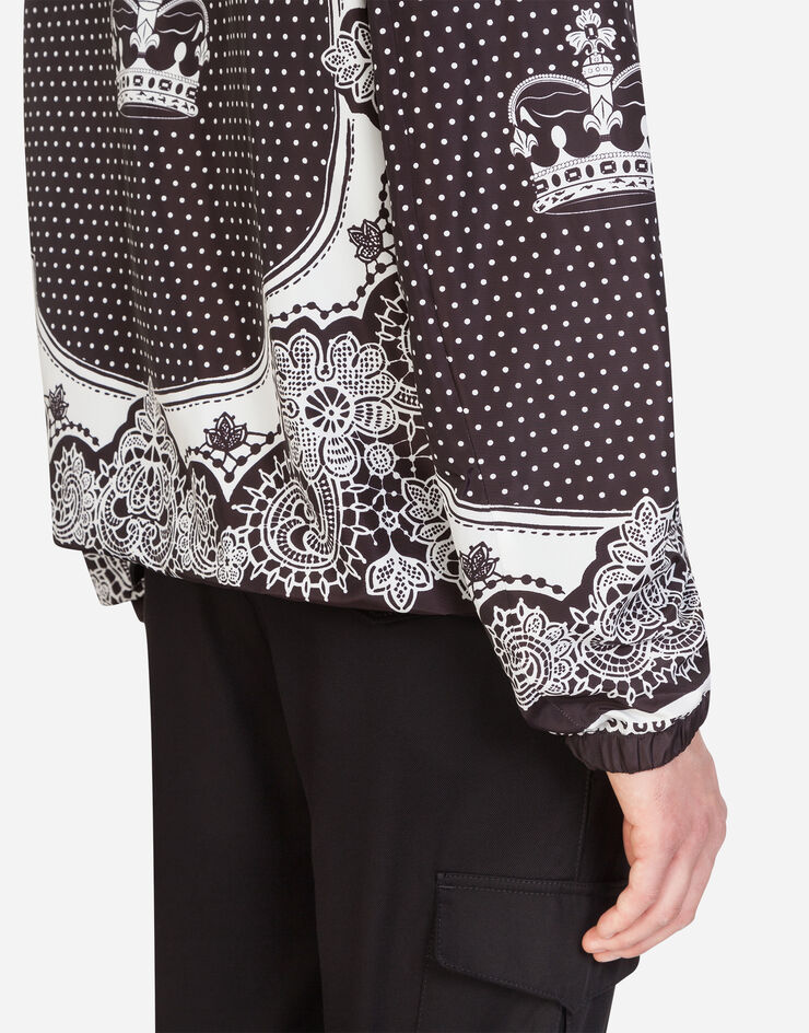 Dolce & Gabbana NYLON JACKET WITH HOOD IN BANDANA PRINT NERO G9QW0THHMXP