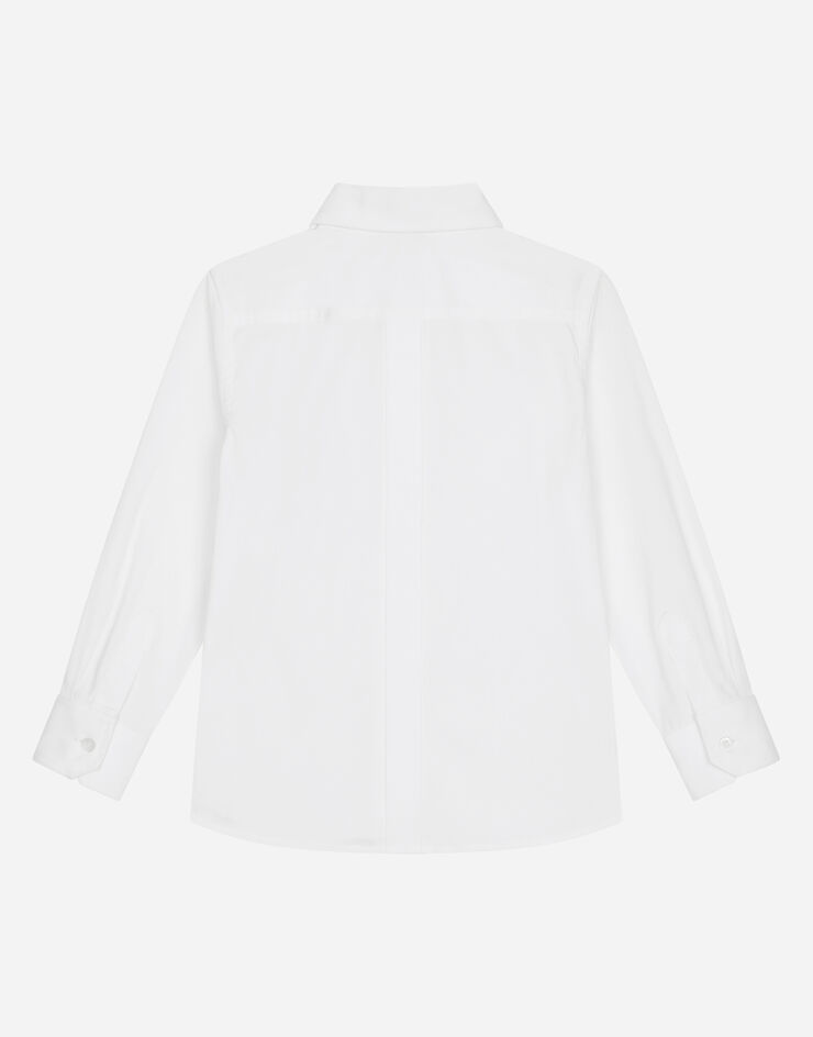 DolceGabbanaSpa Camicia in popeline stretch placca logo White L43S75FUEAJ