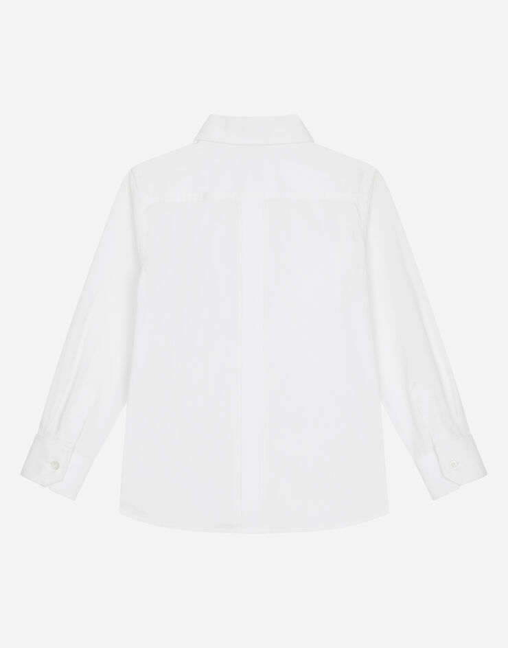 DolceGabbanaSpa Bluse aus Stretch-Popeline Logoplakette Weiss L43S75FUEAJ