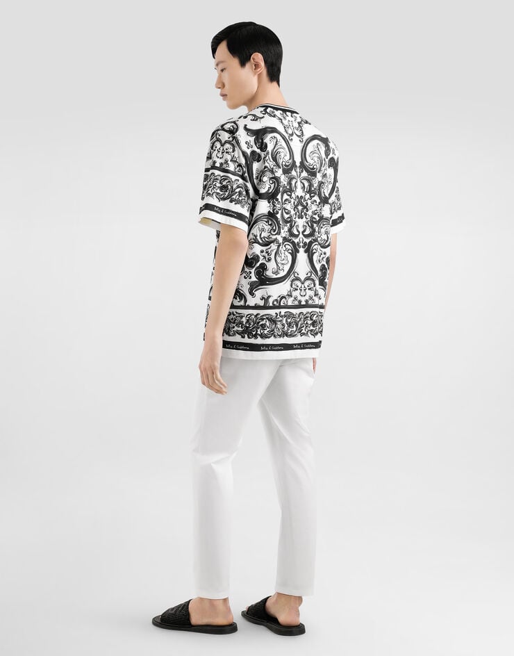 Dolce & Gabbana T-shirt à manches courtes et imprimé majoliques Multicolore G8PN9TII7HM