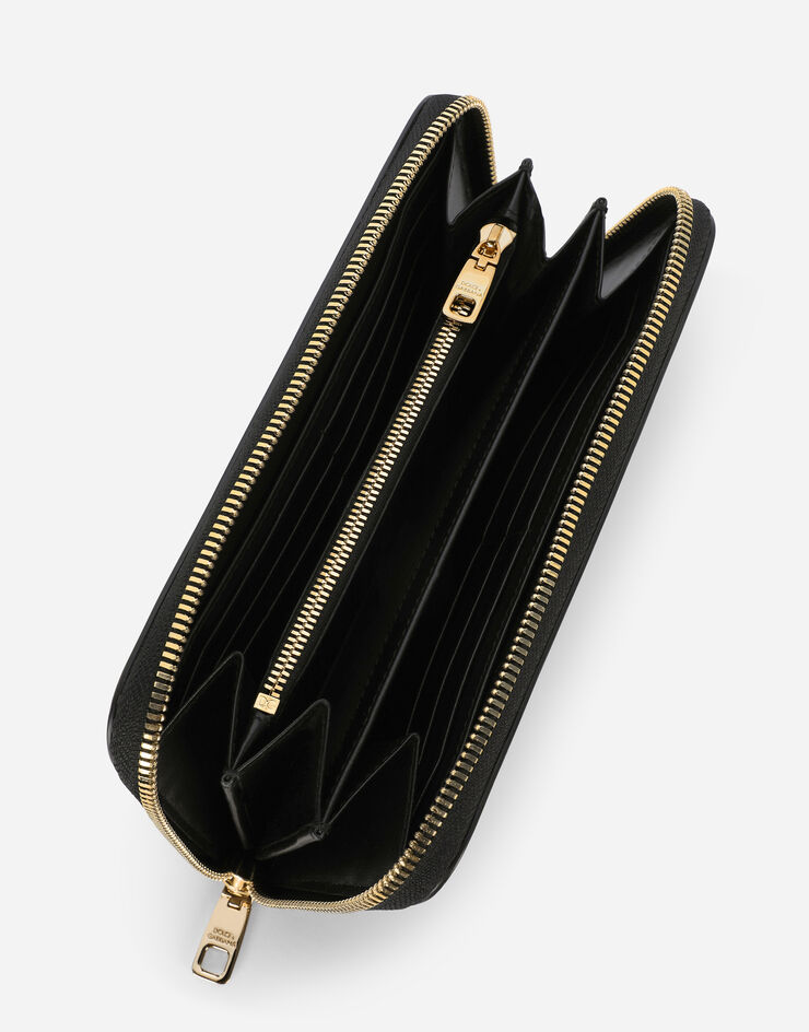 Dolce & Gabbana Portefeuille Logo DG à contour zippé en cuir de veau Noir BI0473AG081