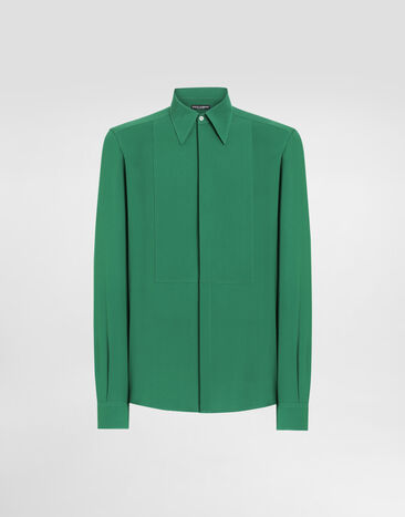 Dolce & Gabbana Crêpe de chine gold shirt Green G5PD7TFU1U7