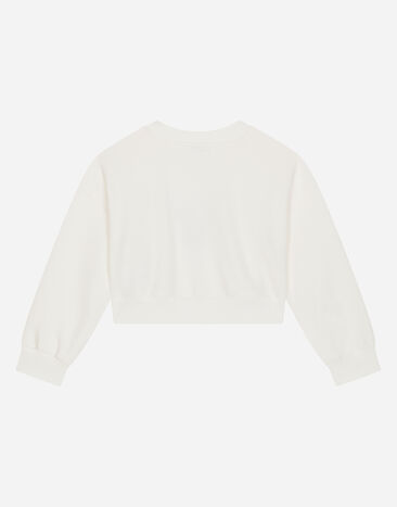 Dolce&Gabbana Jersey round-neck sweatshirt with logo print White L5JW8SG7I0J