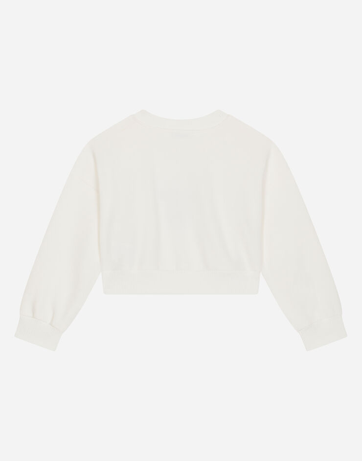 Dolce&Gabbana Jersey round-neck sweatshirt with logo print White L5JW8SG7I0J