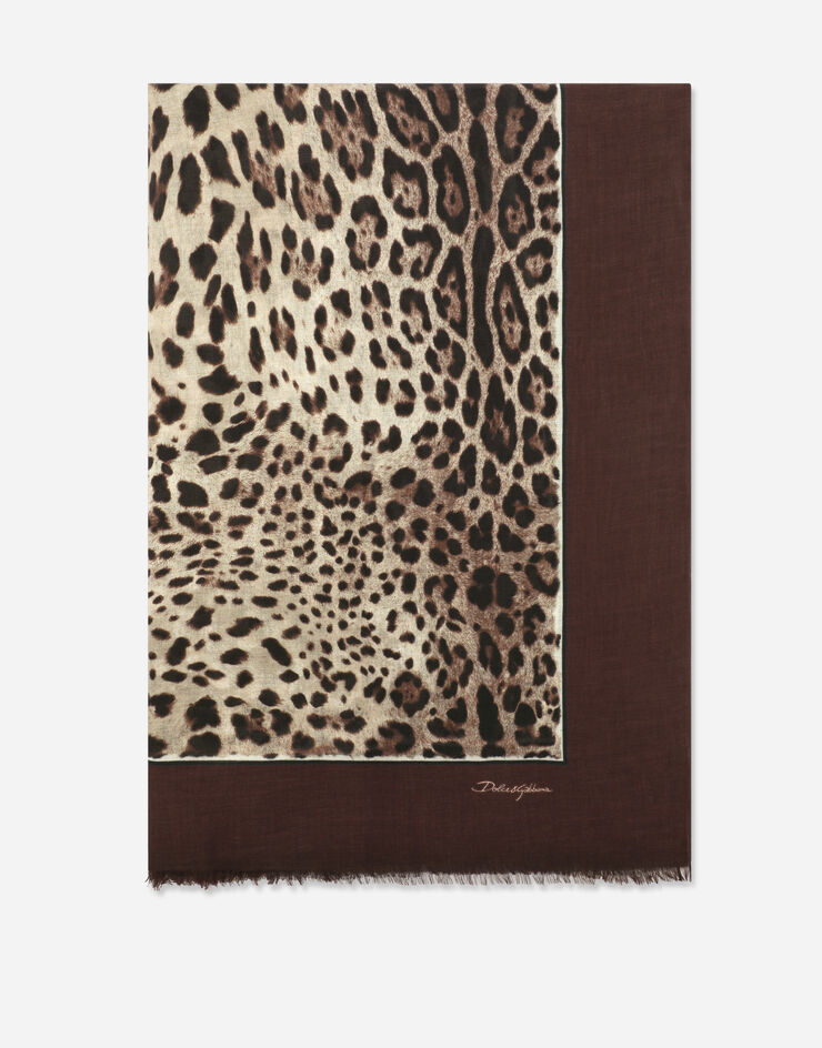 Dolce&Gabbana وشاح مودال وكشمير بطبعة فهد (135×200) بني FS184AGDBY3