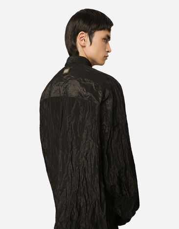 Dolce & Gabbana Camicia over tessuto laminato stropicciato Nero G5LG0TFUOA5