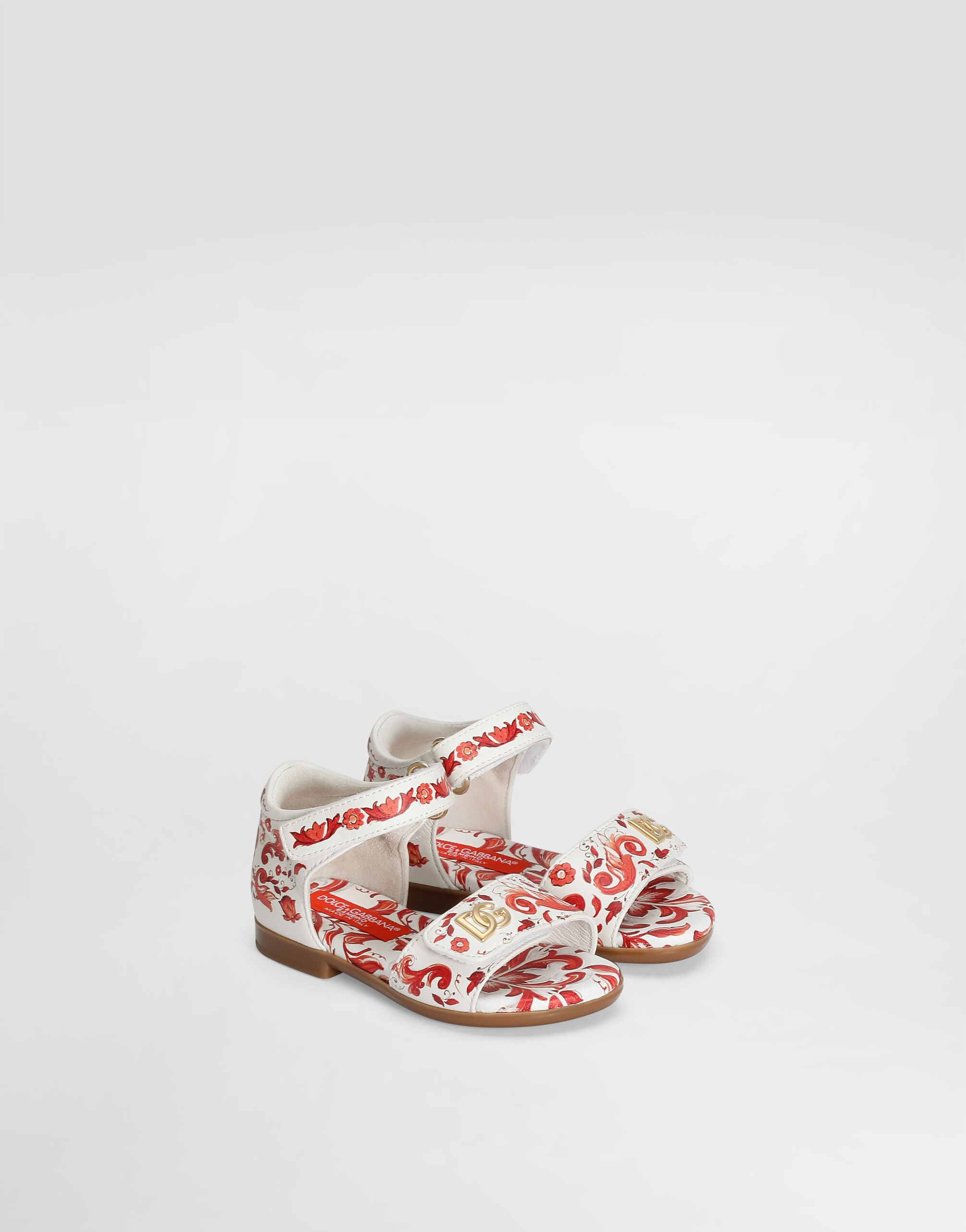 Majolica-print lambskin sandals