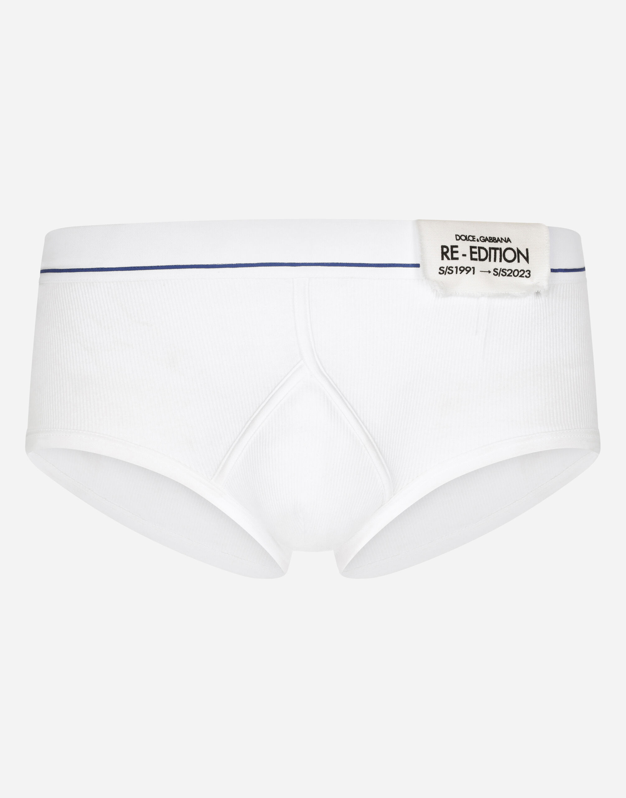 Dolce & Gabbana Slip Brando en coton côtelé à écusson Multicolore GV1CXTFU4KJ