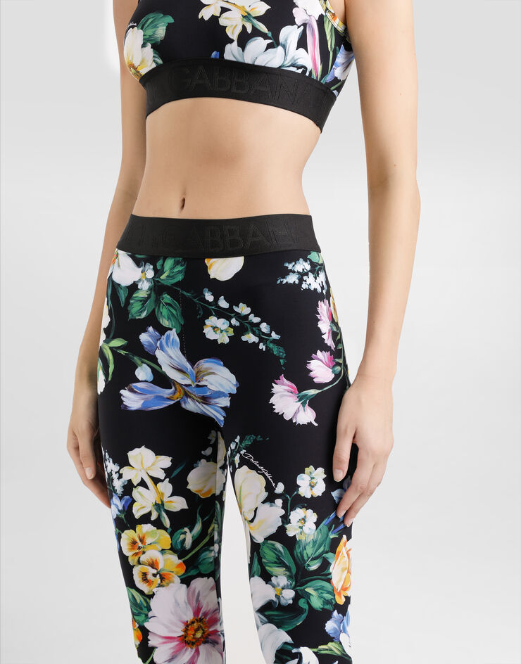 Dolce & Gabbana 花卉印花平纹针织运动文胸上衣 版画 F777YTFSG8L