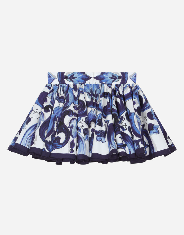 Dolce & Gabbana Poplin midi skirt with majolica print Multicolor L24I34G7EX6