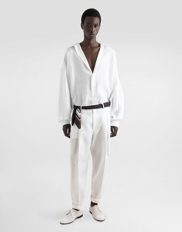Dolce & Gabbana Long-sleeved linen shirt White G5NE2TFU4JB