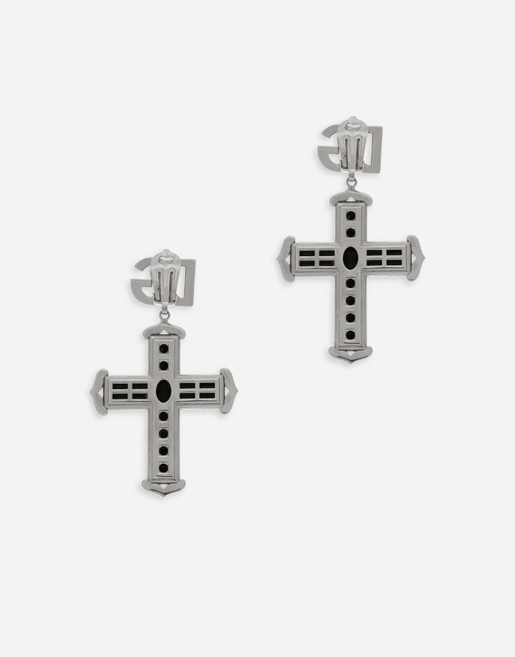 Dolce & Gabbana KIM DOLCE&GABBANA Cross earrings with rhinestone accents Black WEP4C7W1111