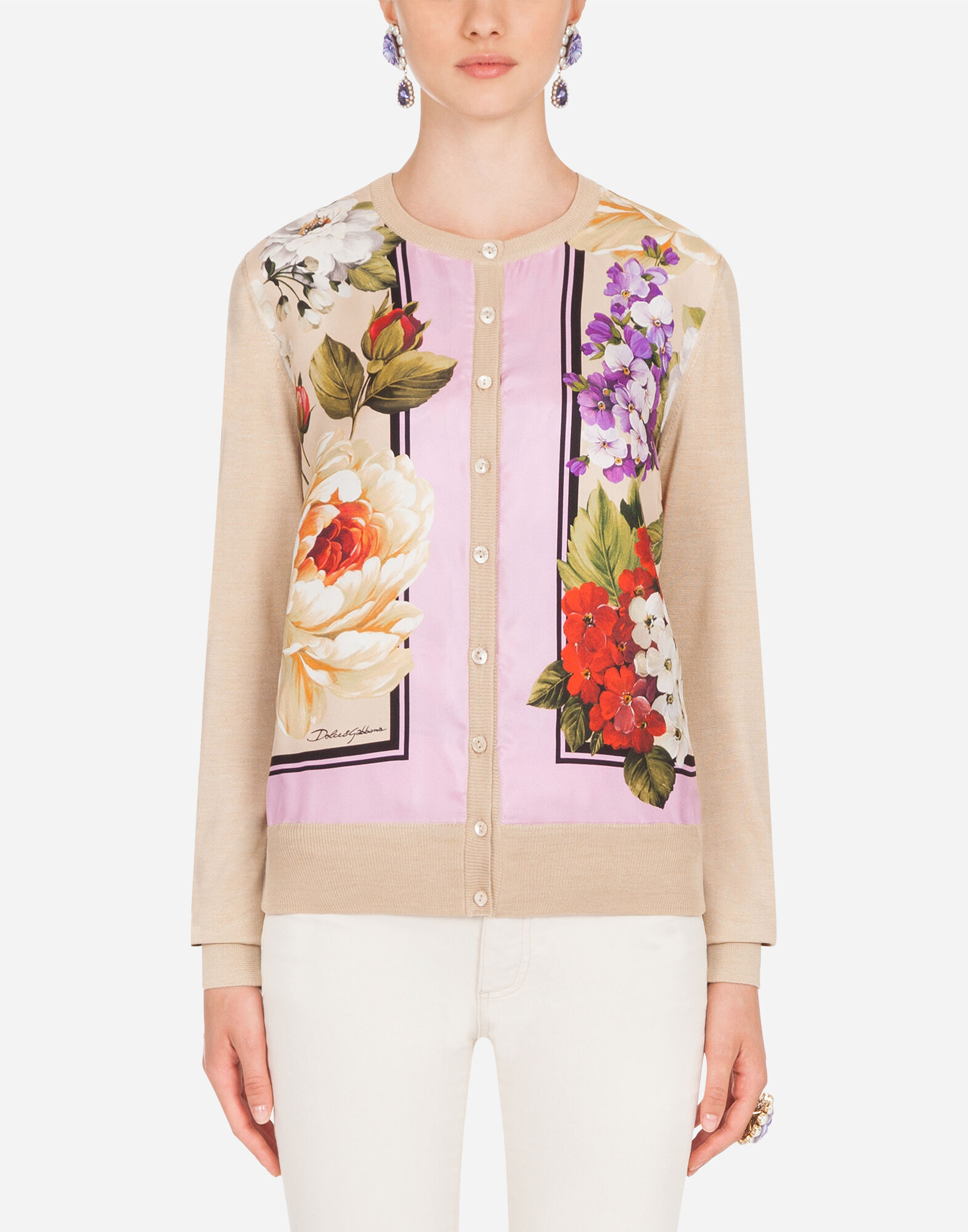Floral silk discount cardigan