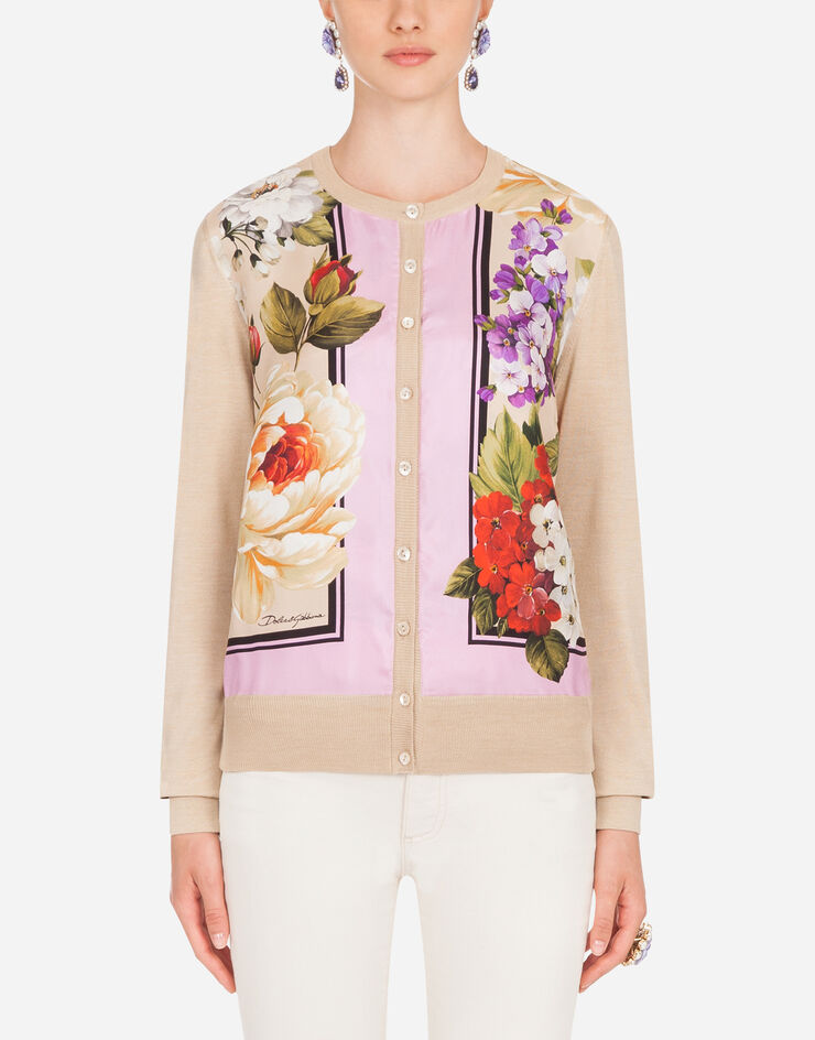 Dolce & Gabbana FLORAL-PRINT TWILL AND SILK CARDIGAN ESTAMPADO DE FLORES FX619TJASKK