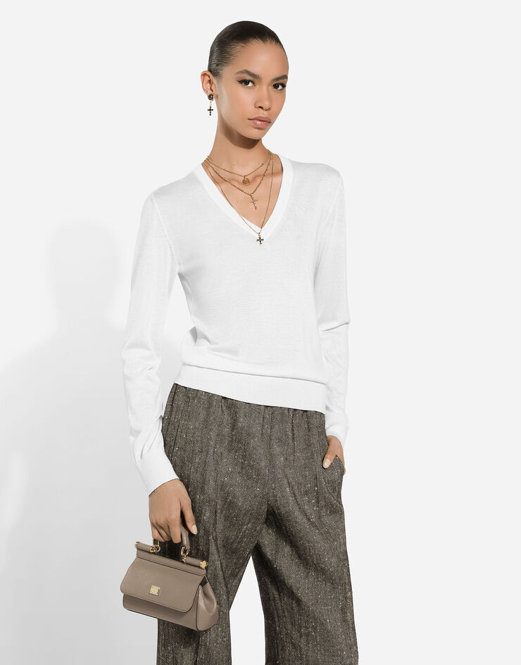 Dolce & Gabbana Mini Sicily handbag in dauphine calfskin Beige BB7116B1001