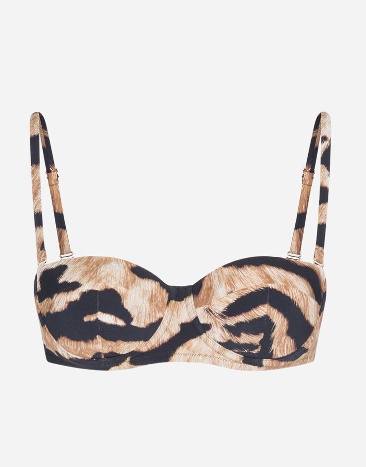 Dolce & Gabbana BIKINI TOP WITH BALCONY NECKLINE AND TIGER PRINT ESTAMPADO ANIMALIER O1A16JFSGTR