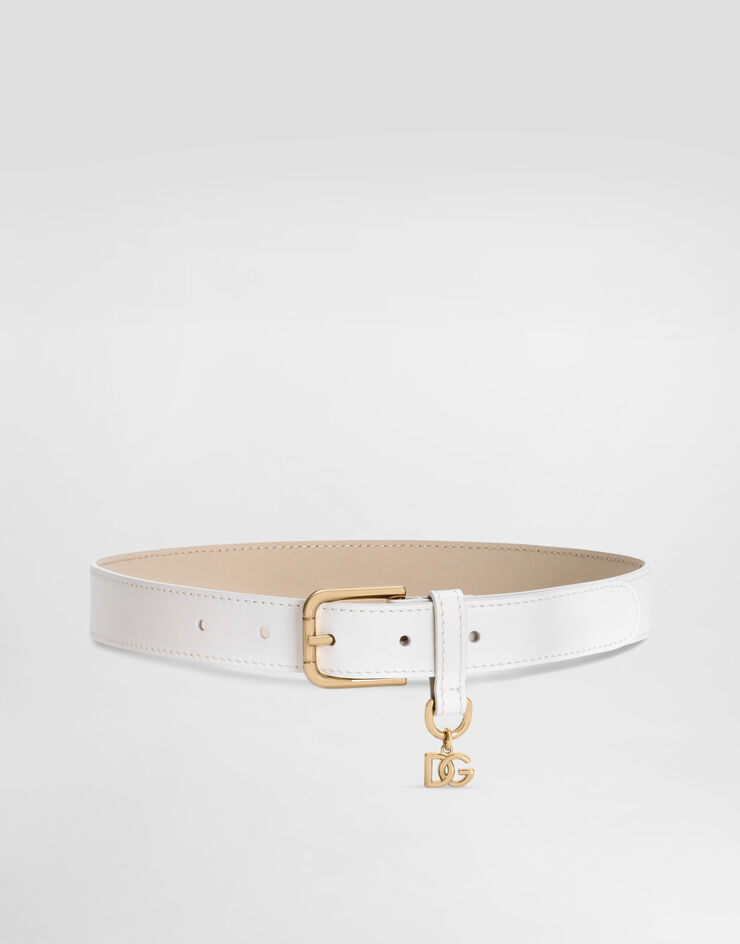 Dolce & Gabbana Calfskin logo belt White EE0071A1065