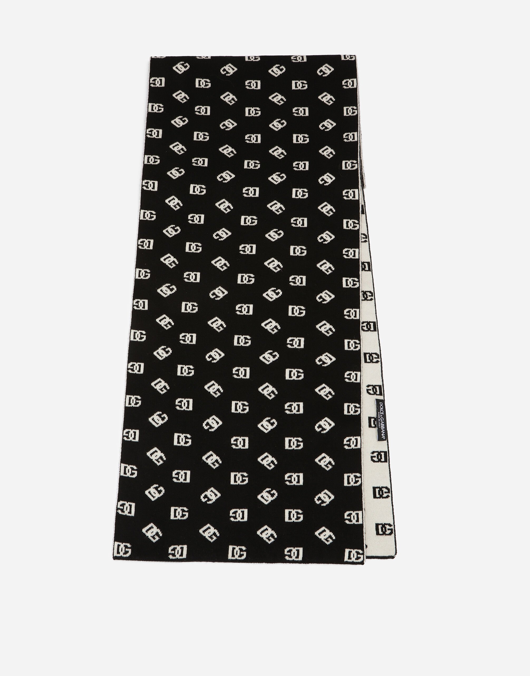 Dolce & Gabbana Wool and cashmere jacquard scarf with DG logo Print GQ260EHI1Q3