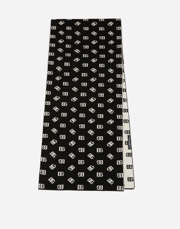 Dolce & Gabbana Wool and cashmere jacquard scarf with DG logo Print GQ348EG0WS2