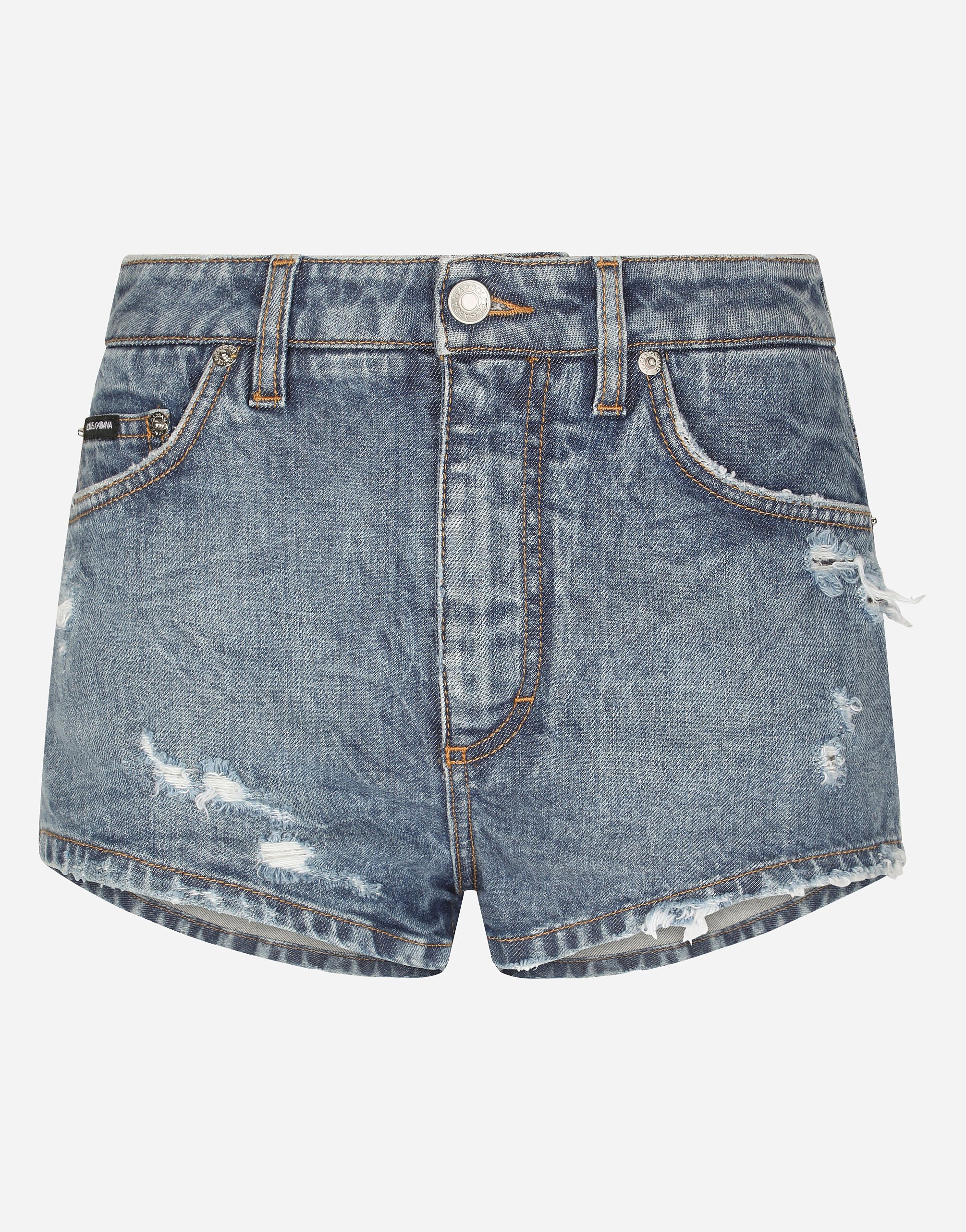 Dolce & Gabbana Denim shorts with ripped details Gold WNDS3GWY2N1