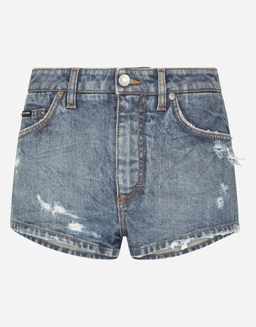 Dolce&Gabbana Denim shorts with ripped details Gold WBP6C1W1111