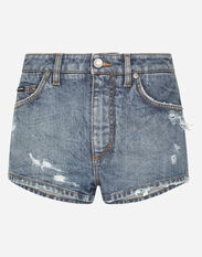 Dolce & Gabbana Denim shorts with ripped details Multicolor FTCDDDG8HU3