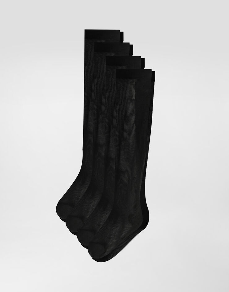 Dolce & Gabbana Paquete de tres pares de calcetines de nailon con logotipo DG Negro O4A44TON02S