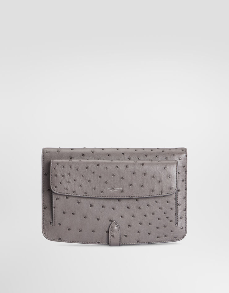 Dolce & Gabbana Ostrich leather clutch Dolce & Gabbana Ostrich leather clutch Grey BM2770A8K00