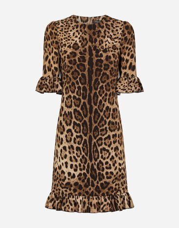Dolce & Gabbana Vestido corto de cady estampado leopardo Multicolor F6I6XTFSRKI
