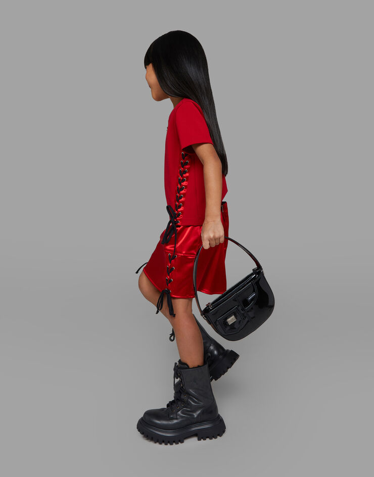 Dolce & Gabbana حقيبة كتف من جلد لامع أسود EB0242A1471