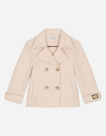 Dolce & Gabbana Chaquetón en paño de lana con placa con logotipo Imprima L5JC13ISMGV