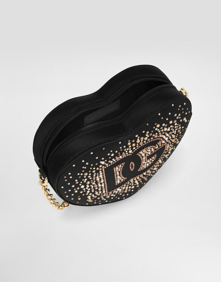 Dolce & Gabbana Umhängetasche DG Girlie heart aus Satin und Strass Schwarz EB0260AB002