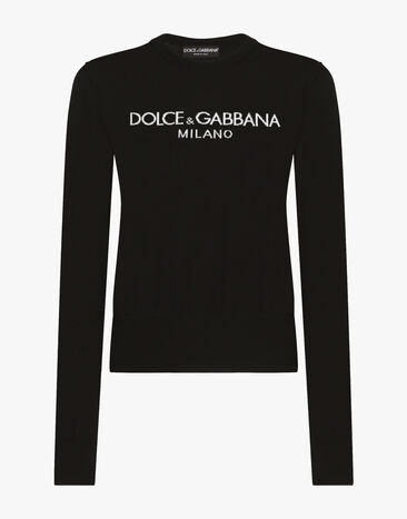 Dolce & Gabbana Jersey de lana con logotipo Dolce&Gabbana en intarsia Verde FXZ01ZJBSHY