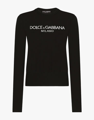 Dolce & Gabbana Wollpullover mit Intarsienlogo Dolce&Gabbana Schwarz FXX12TJCVT4