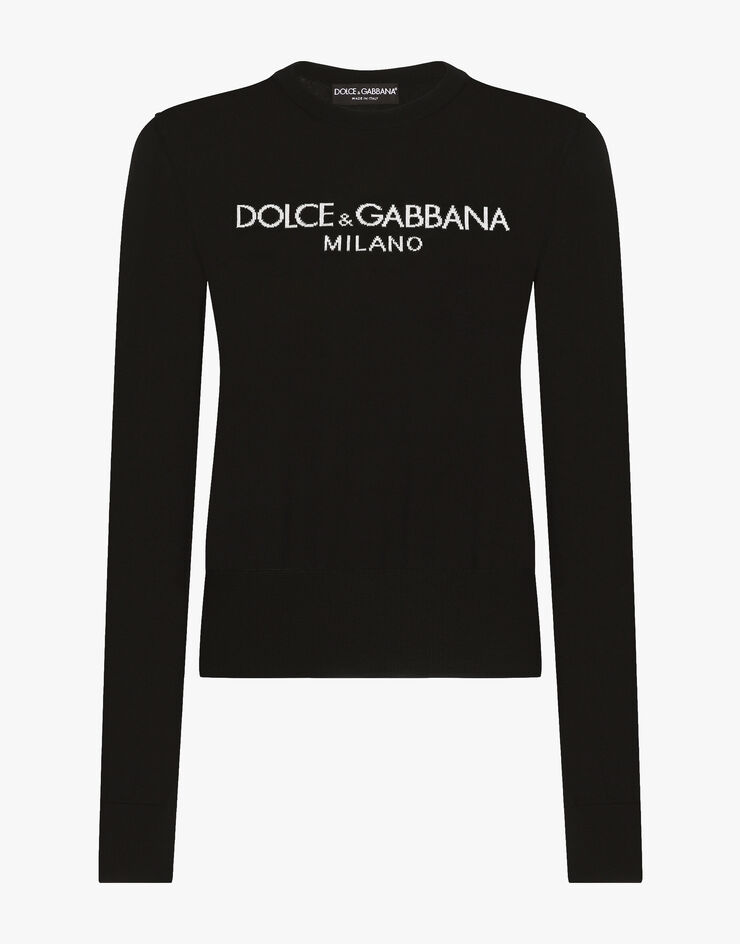 Dolce & Gabbana Jersey de lana con logotipo Dolce&Gabbana en intarsia Negro FXX12TJCVT4