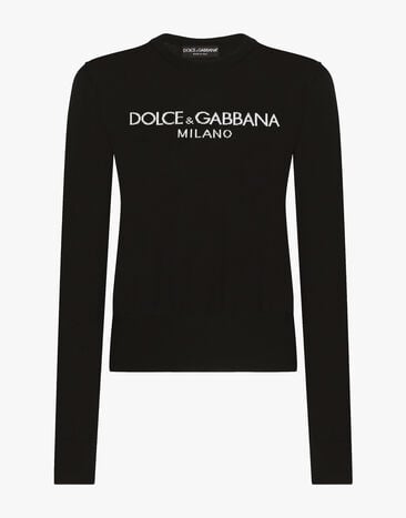 Dolce & Gabbana Maglia in lana con intarsio logo dolce&gabbana Rosa FXV07ZJBSHX