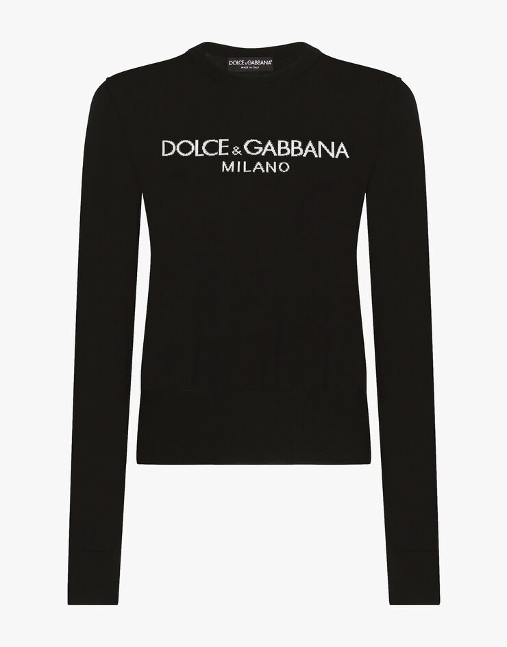 Dolce & Gabbana Wollpullover mit Intarsienlogo Dolce&Gabbana Schwarz FXX12TJCVT4