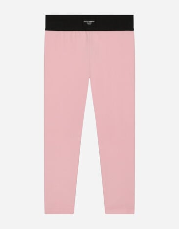 Dolce & Gabbana Jersey leggings with logo tag Pink EB0249AB018