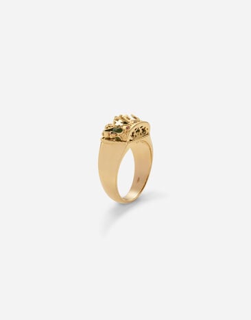 Dolce & Gabbana Royal Ring aus 18-karätigem Gelbgold und grüner Jade GOLD WRLK1GWNFG1