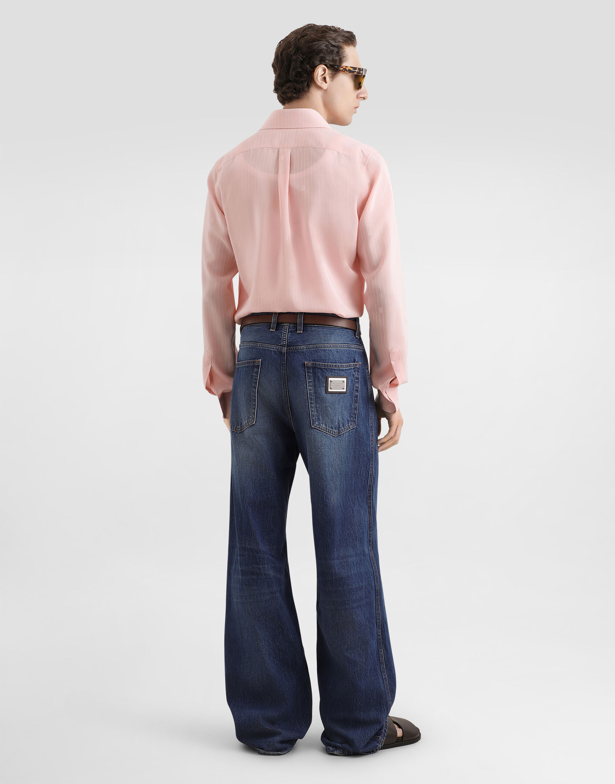 Gold shirt in silk jacquard - thumbnail 8