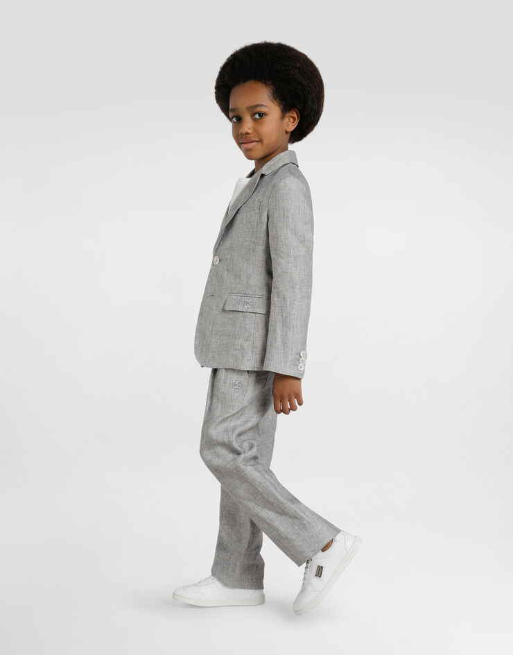 Dolce & Gabbana Single-breasted linen jacket Grey L41E97FU4MF