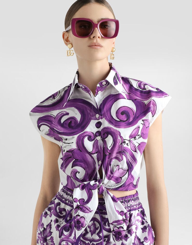Dolce & Gabbana Majolica-print poplin shirt Multicolor F5T53THH5EN
