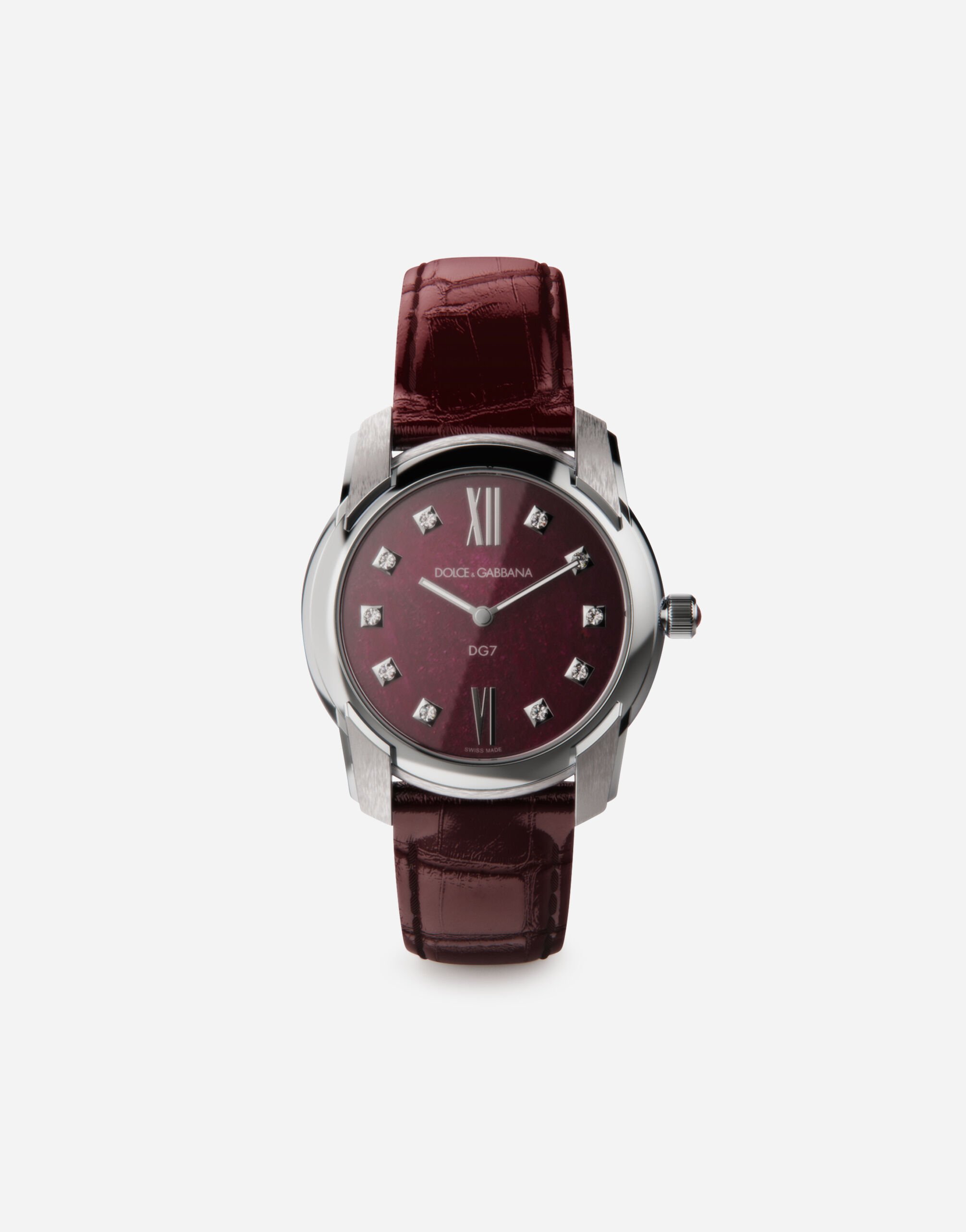 Dolce & Gabbana Часы DG7 из стали с рубином и бриллиантами #C4AD6A WWLB1GWMIX1