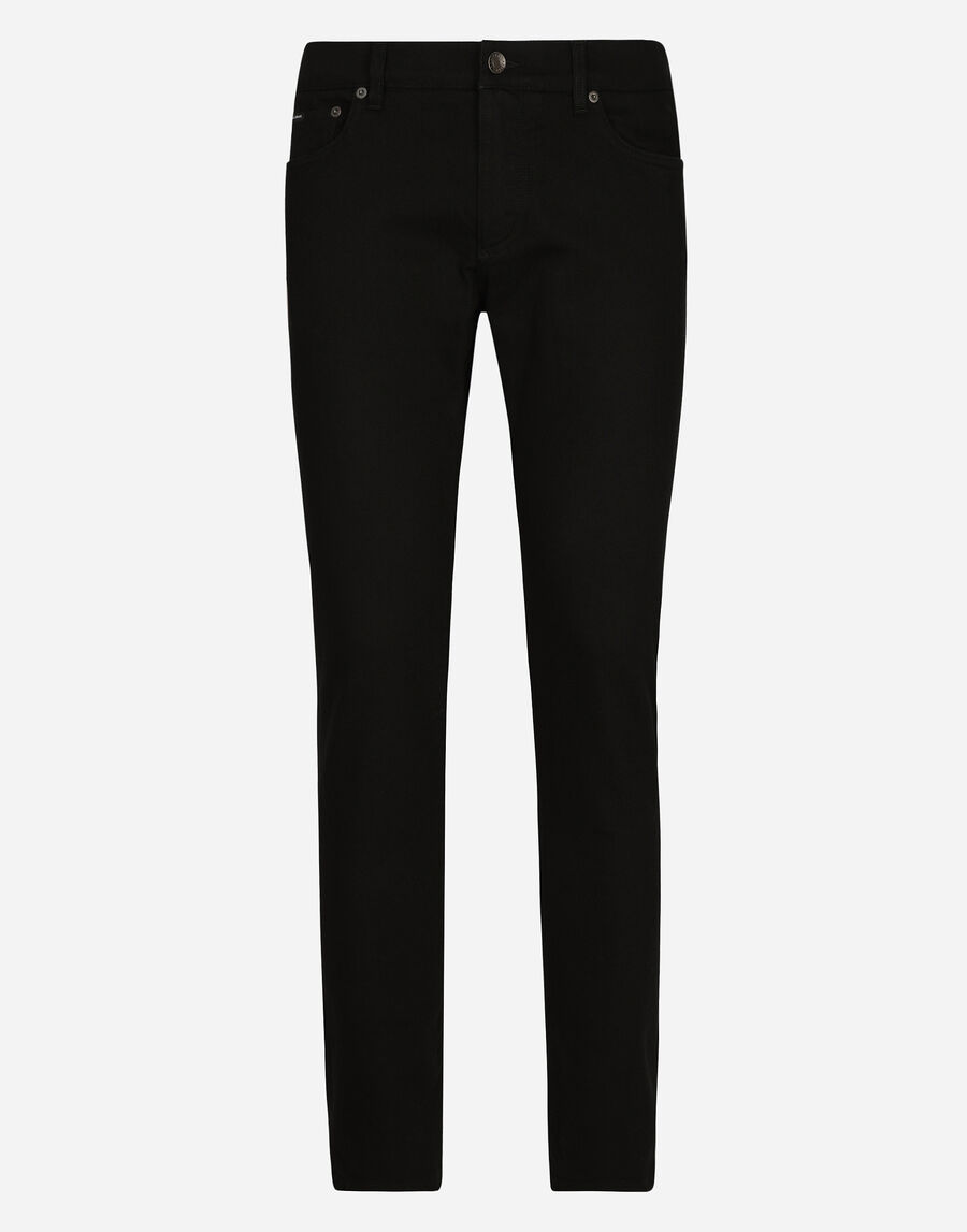 Washed black slim-fit stretch jeans