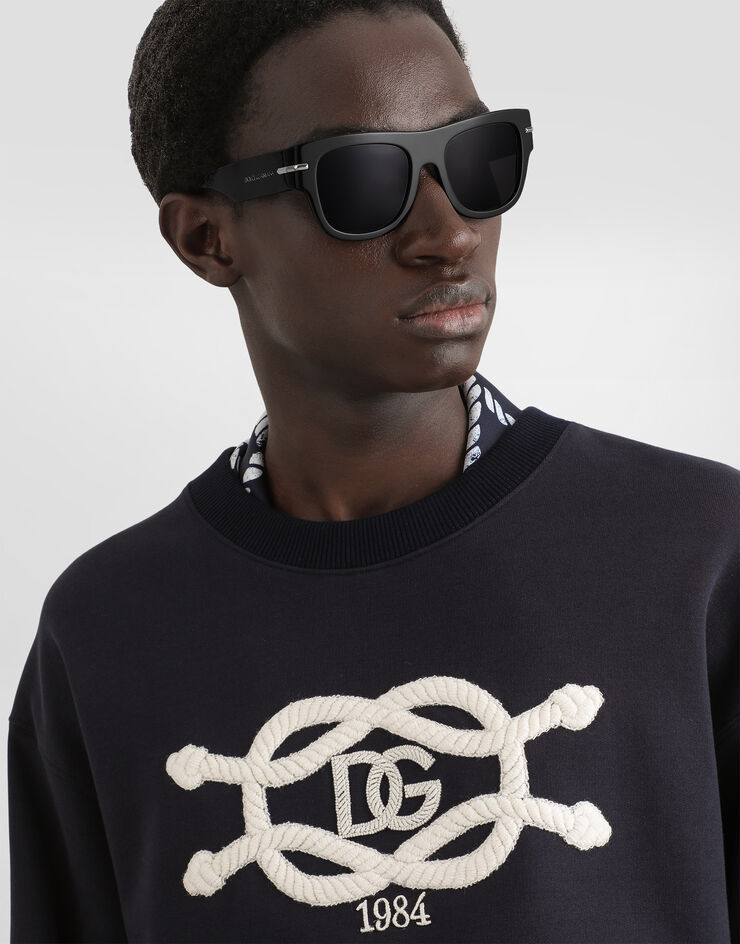 Dolce & Gabbana 코튼 소재 스웨트셔츠 자수 디테일 블루 G9AHSZG7Q2Q